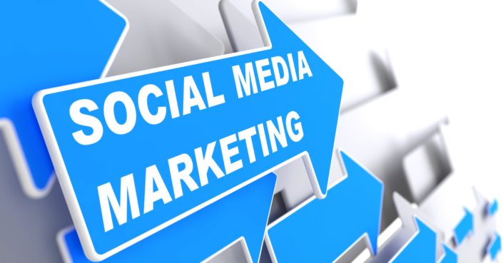 Social Media Marketing Blue Arrow with Words Social Media Makreting